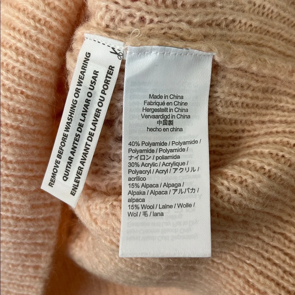 J. Crew Balloon Sleeve‎ Cable Knit Sweater Size Small Pale Peach Light Pink